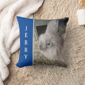 Blue Bunny Lover's Personalisiertes Foto und Name Kissen