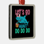 Blue Bunny Oars Hai Ostern Eizelljagd Ornament Aus Metall (Rechts)