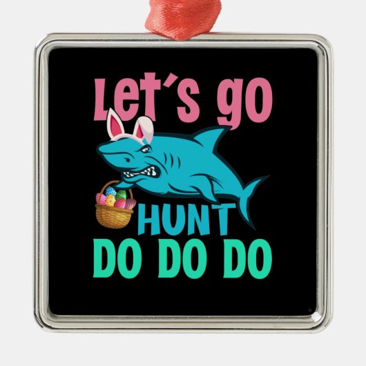 Blue Bunny Oars Hai Ostern Eizelljagd Ornament Aus Metall (Vorne)