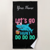 Blue Bunny Oars Hai Ostern Eizelljagd Strandtuch (Vorderseite)