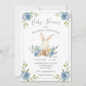 Blue Bunny Rabbit Boy Baby Dusche Einladung (Vorderseite)