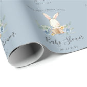 Blue Bunny Rabbit Boy Baby Dusche Geschenkpapier (Rolleneckpunkt)