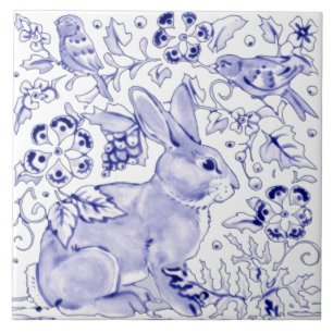 Blue Bunny Rabbit Farmhouse Delft Dedham Art Fliese