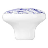 Blue Bunny Rabbit Floral Delft Dedham Keramik Pull Keramikknauf (Seitenansicht)