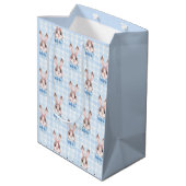 Blue Bunny Rabbit Geschenk Mittlere Geschenktüte (Rückseite Schrägansicht)