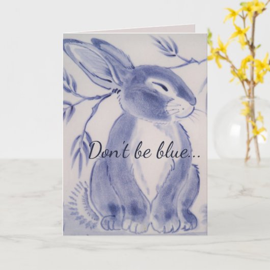 Blue Bunny Rabbit Get Well Card Karte (Gelbe Blume)