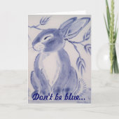 Blue Bunny Rabbit Get Well Card Karte (Vorderseite)