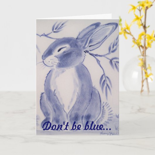 Blue Bunny Rabbit Get Well Card Karte (Gelbe Blume)