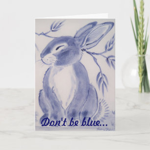 Blue Bunny Rabbit Get Well Card Karte