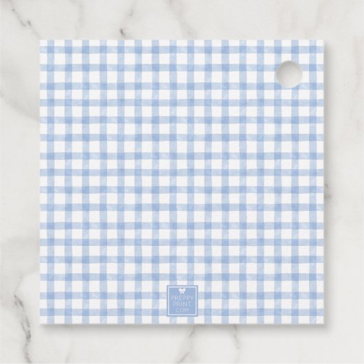 Blue Bunny Rabbit Gingham Monogram Wappen Geschenkanhänger (Rückseite)