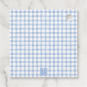Blue Bunny Rabbit Gingham Monogram Wappen Geschenkanhänger (Rückseite)