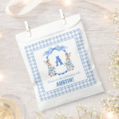 Blue Bunny Rabbit Gingham Monogram Wappen Geschenktütchen (Ausgeschnitten)