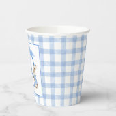 Blue Bunny Rabbit Gingham Monogram Wappen Pappbecher (Links)