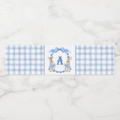 Blue Bunny Rabbit Gingham Monogram Wappen Wasserflaschenetikett (Einzelnes Label)
