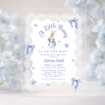 Blue Bunny Rabbit Lace Baby Shower