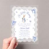 Blue Bunny Rabbit Lace Baby Shower Acryleinladungen (Insitu (Handheld))