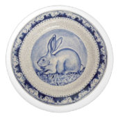 Blue Bunny Rabbit Plate Delft Dedham Keramik Pull Keramikknauf (Vorderseite)