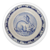 Blue Bunny Rabbit Plate Delft Dedham Keramik Pull Keramikknauf (Vorderseite)
