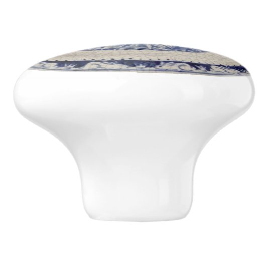 Blue Bunny Rabbit Plate Delft Dedham Keramik Pull Keramikknauf (Seitenansicht)