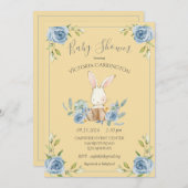 Blue Bunny Rabbit Yellow Boy Baby Dusche Einladung (Vorne/Hinten)