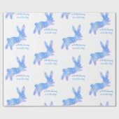 Blue Bunny Silhouette Cute Custom Boy Baby Shower  Geschenkpapier (Flach)