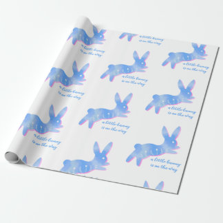 Blue Bunny Silhouette Cute Custom Boy Baby Shower  Geschenkpapier
