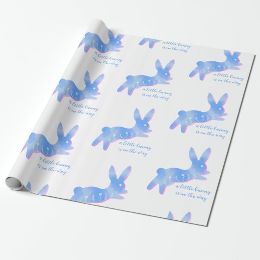 Blue Bunny Silhouette Cute Custom Boy Baby Shower  Geschenkpapier (Ungerollt)