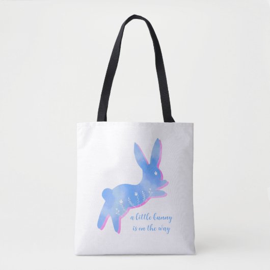 Blue Bunny Silhouette Cute Custom Boy Baby Shower Tasche (Vorderseite)