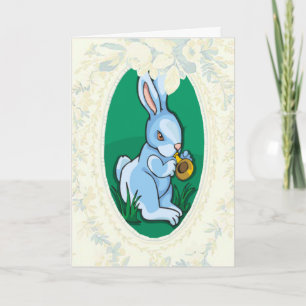 Blue Bunny spielt Trumpet Osterkarte Feiertagskarte