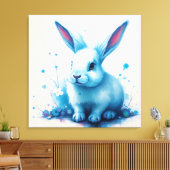 Blue Bunny Watercolor Artwork Leinwanddruck (Insitu (Wohnzimmer))