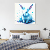 Blue Bunny Watercolor Artwork Leinwanddruck (Insitu (Schlafzimmer))