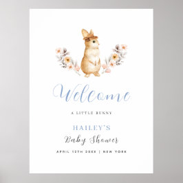 Blue Bunny Wildblume Welcome Baby Dusche Poster