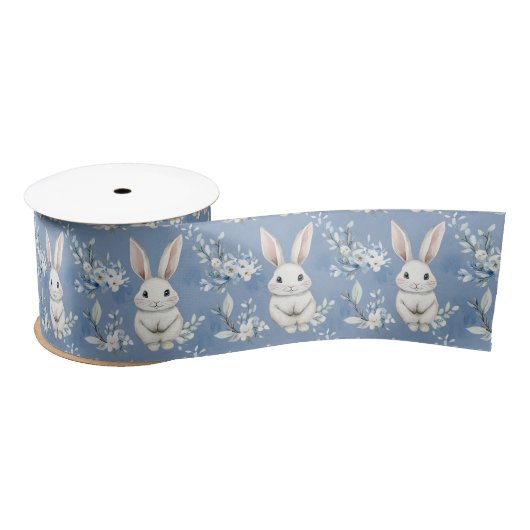 Blue Bunny Wishes – Custom Easter Wrapping Paper Satinband (Spule)