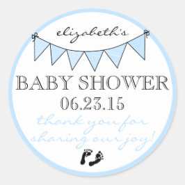 Blue Bunting Baby Footprints Dusche Vielen Dank Runder Aufkleber