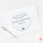 Blue Bunting Baby Footprints Dusche Vielen Dank Runder Aufkleber (Umschlag)