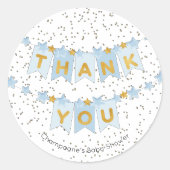 Blue Bunting Flags Gold Danke Runder Aufkleber (Vorderseite)