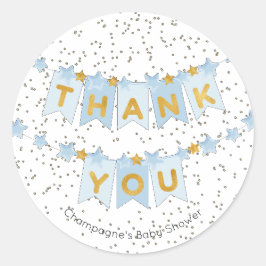 Blue Bunting Flags Gold Danke Runder Aufkleber