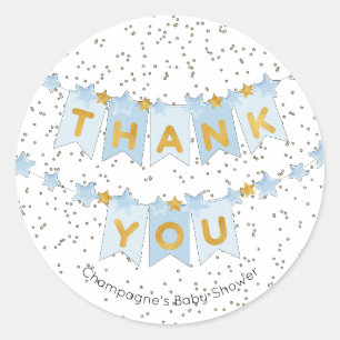 Blue Bunting Flags Gold Danke Runder Aufkleber