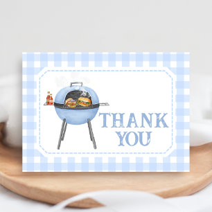 Blue Burger BBQ Baby Shower Dankeskarte