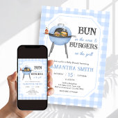 Blue Burger BBQ Baby Shower Einladung