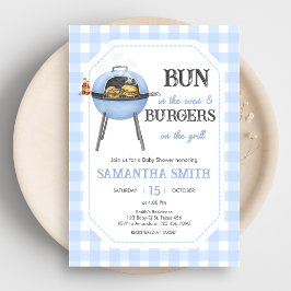 Blue Burger BBQ Baby Shower Einladung