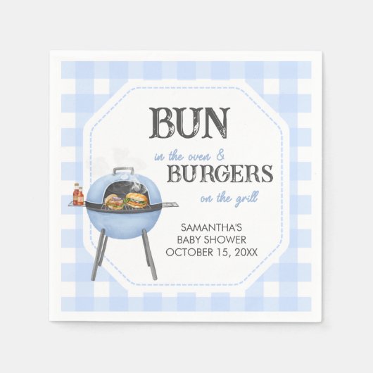 Blue Burger BBQ Baby Shower Serviette (Vorderseite)