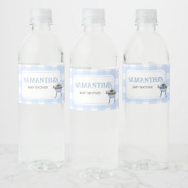 Blue Burger BBQ Baby Shower Wasserflaschenetikett