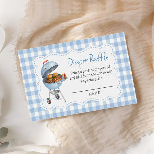 Blue Burger BBQ Baby Shower Windel-Raffel Begleitkarte