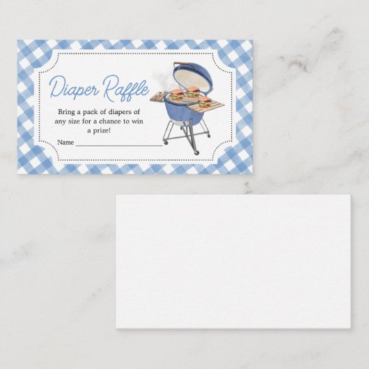 Blue Burger GRILLEN Baby Duwer Diaper Raffle Begleitkarte (Vorne/Hinten)