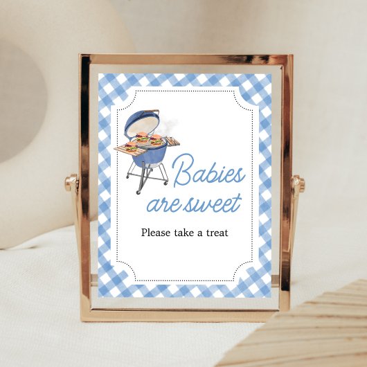 Blue Burger GRILLEN Baby Shower Babys sind süß Poster