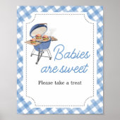 Blue Burger GRILLEN Baby Shower Babys sind süß Poster (Vorne)