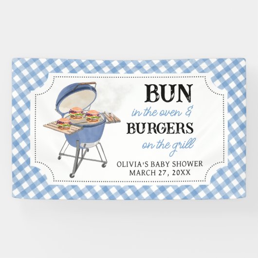 Blue Burger GRILLEN Baby Shower Banner (Horizontal)