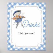 Blue Burger GRILLEN Baby Shower Drinks Poster (Vorne)