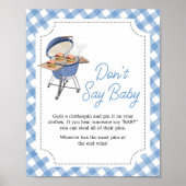 Blue Burger GRILLEN Baby Shower Say Baby nicht Poster (Vorne)